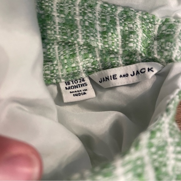 Janie and Jack Baby Girl 18-24 Months Green Boucle Dress Green Tweed Coquette - Picture 4 of 8